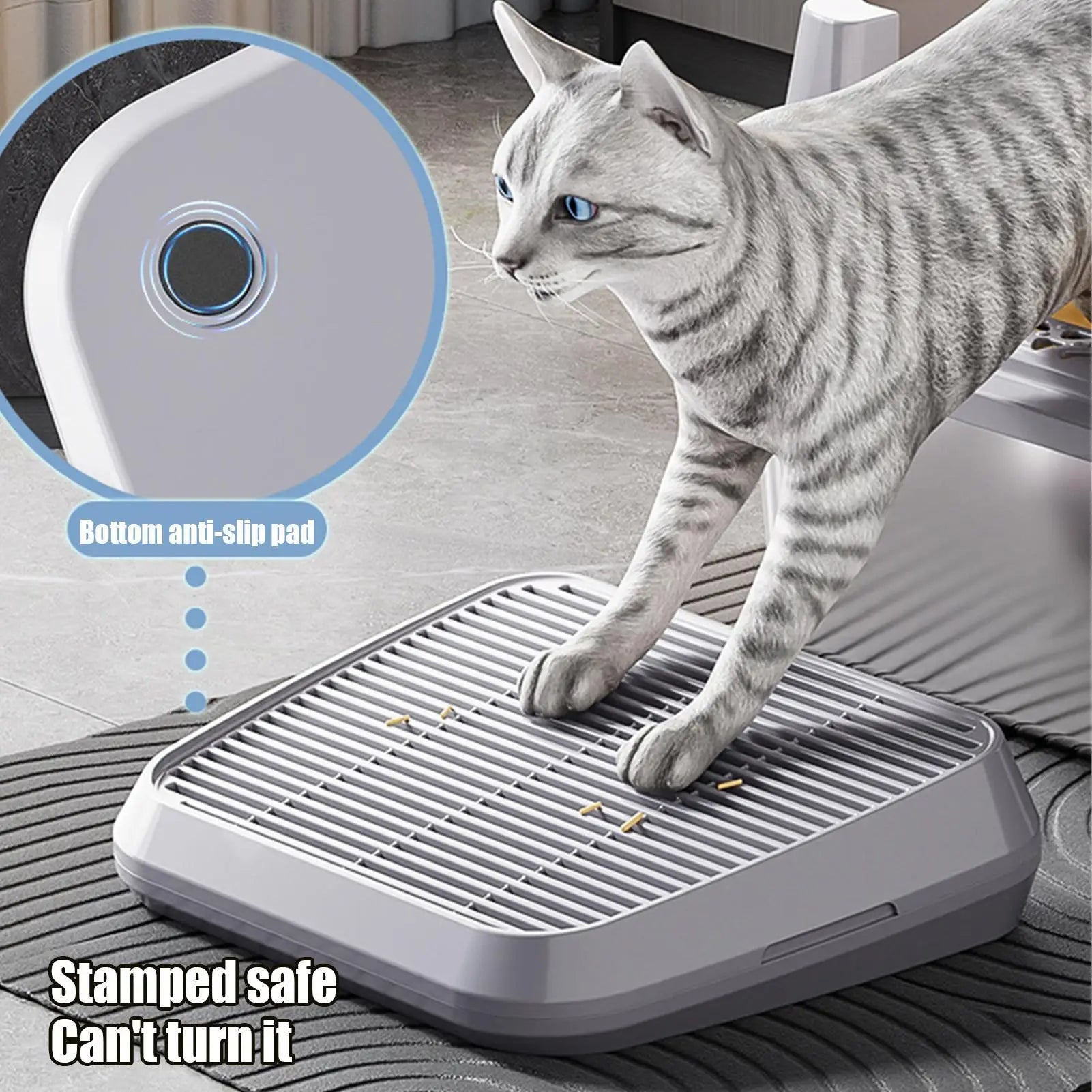 Bac à litière avec rampe et double filtre anti-traces pour chat